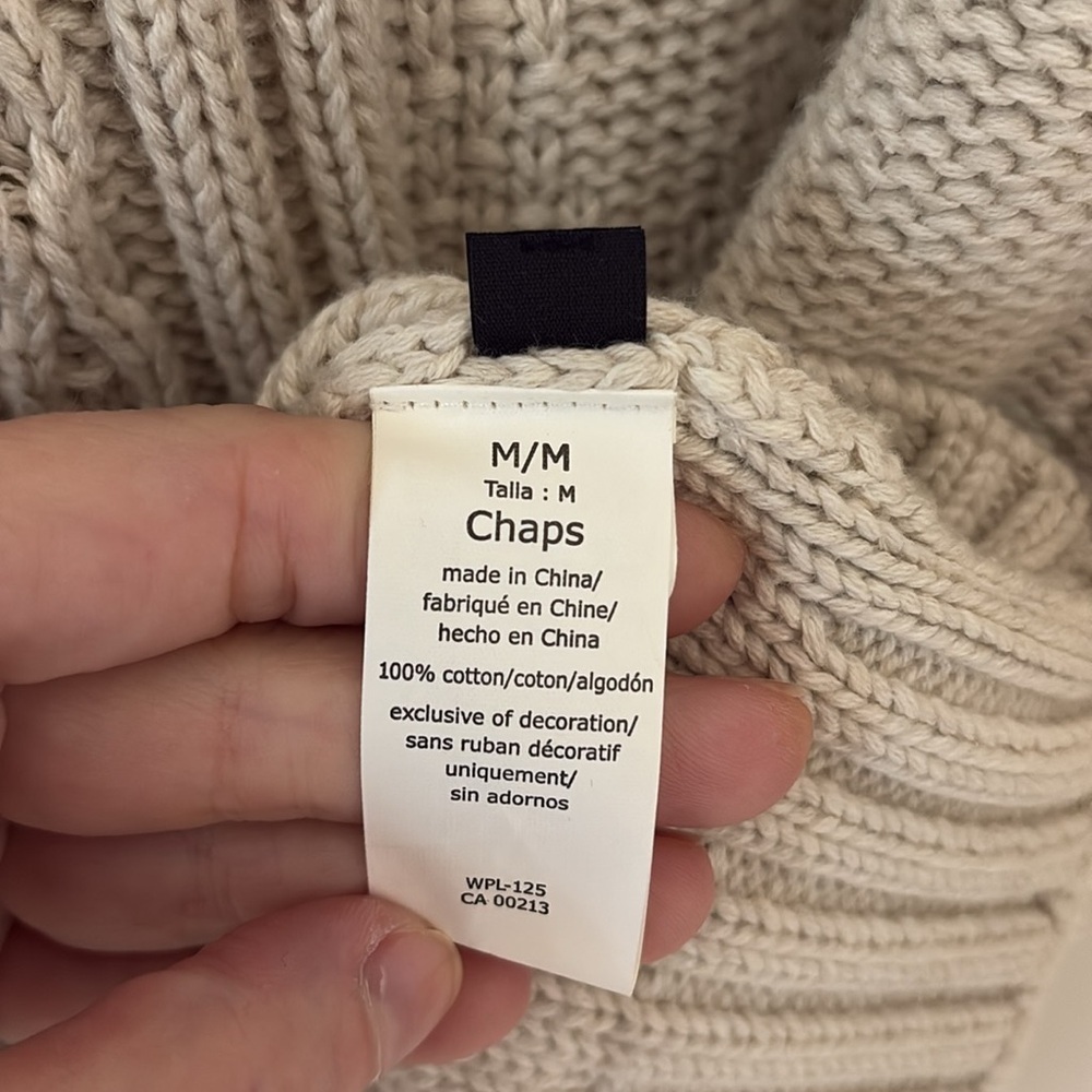 Chaps Cream Cable Knit Sweater - Picture 4 of 5